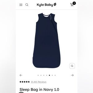 Kyte Baby Sleep Bag Sack. Navy. Size Large. 1.0 Tog